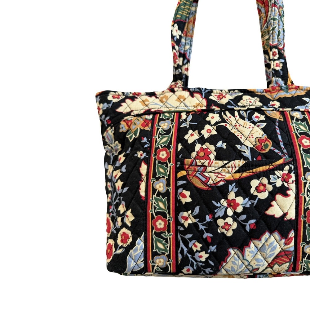 Vera Bradley Villager Versailles Floral Quilted Tote Handbag in Black Retired - Picture 3 of 12